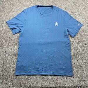 Lululemon Soulcycle XL Men's Blue Athletic T-Shirt Skull‎ LA Logo Training Gym